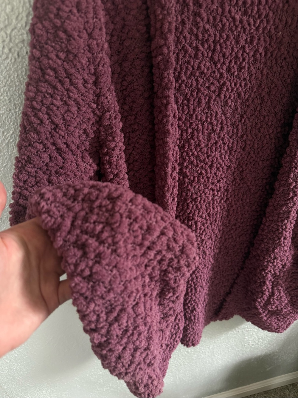 Zenana Outfitters Plush Open-Front Cardigan Sweater - Plum - Picture 4 of 4